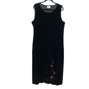 Studio C Women’s Sleeveless Velvet Maxi Dress Floral Embroidered Size XL???